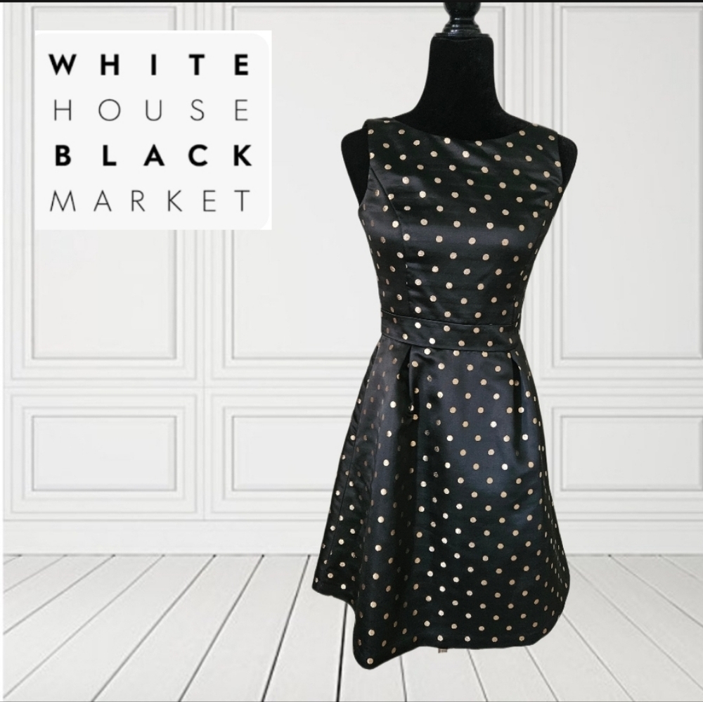White House Black Market Women's Round Neck Sleeveless Knee Length Dress